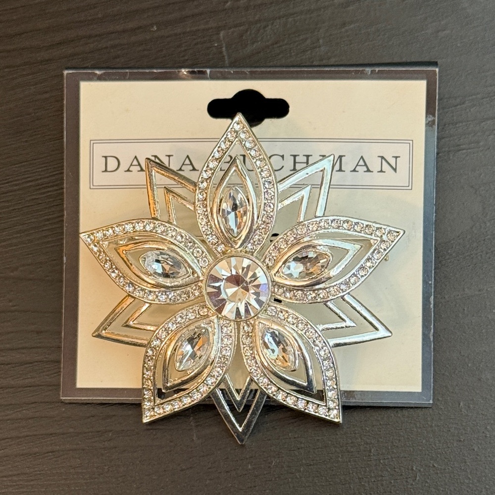 Dana Buchman Silver Crystal Star Brooch